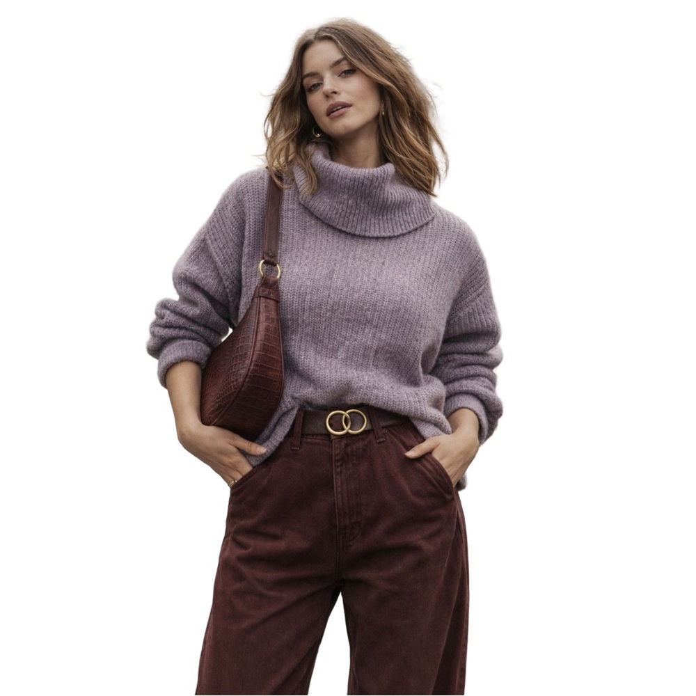 Joe Fresh Purple Lilac Knit Cowl Neck Sweater Medium - Picture 2 of 7